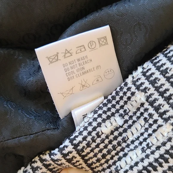 VINTAGE GERMANY Houndstooth Wool Boucle Blazer S Tweed Minimalist Jacket E Luxe - Picture 15 of 16